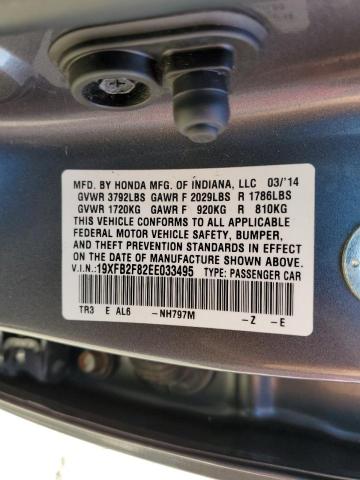 Photo 10 from auction – 2014 HONDA CIVIC EX with VIN 19XFB2F82EE033495