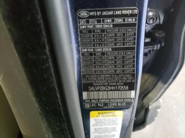Photo 10 from auction – 2017 LAND ROVER RANGE ROVE with VIN SALVP2BG3HH170558