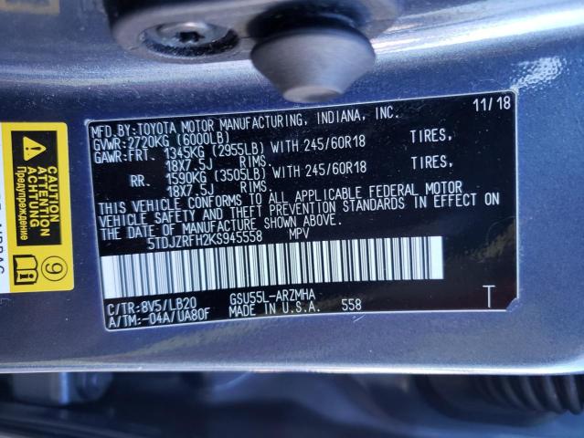 Photo 10 from auction – 2019 TOYOTA HIGHLANDER with VIN 5TDJZRFH2KS945558