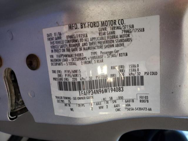 Photo 10 from auction – 2006 FORD FOCUS ZX4 with VIN 1FAFP34N96W194083