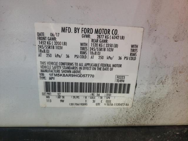 Photo 10 from auction – 2017 FORD EXPLORER P with VIN 1FM5K8AR9HGD57770