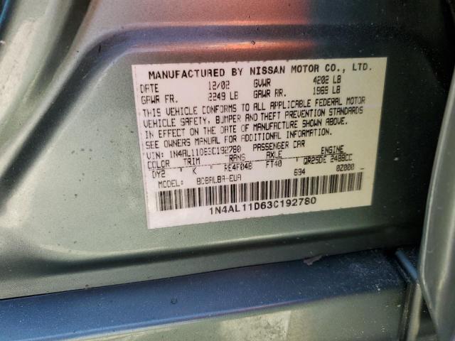 Photo 10 from auction – 2003 NISSAN ALTIMA BAS with VIN 1N4AL11D63C192780