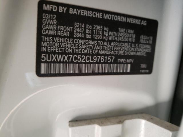 Photo 10 from auction – 2012 BMW X3 XDRIVE3 with VIN 5UXWX7C52CL976157