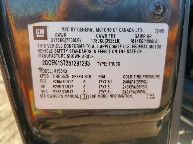 Photo 10 from auction – 2005 CHEVROLET SILVERADO with VIN 2GCEK13T351291293