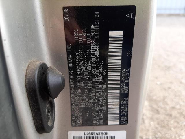 Photo 10 from auction – 2006 TOYOTA SIENNA CE with VIN 5TDZA23C36S517062