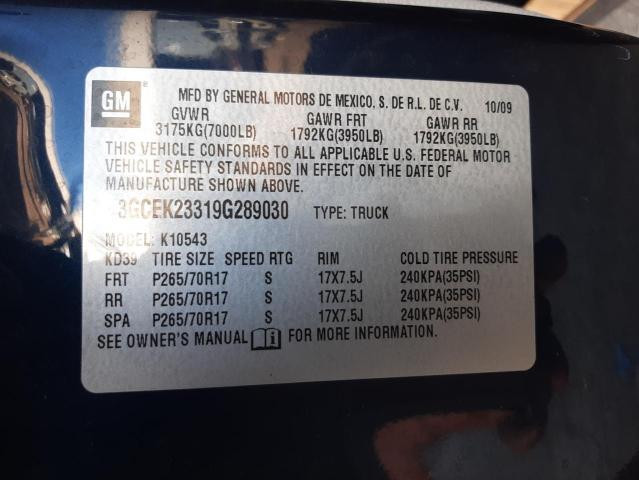 Photo 10 from auction – 2009 CHEVROLET SILVERADO with VIN 3GCEK23319G289030