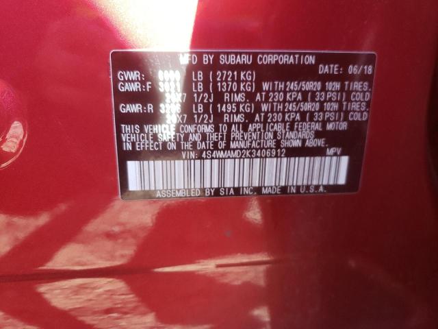 Photo 10 from auction – 2019 SUBARU ASCENT LIM with VIN 4S4WMAMD2K3406912