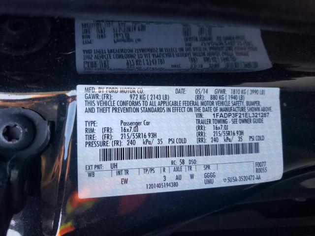Photo 10 from auction – 2014 FORD FOCUS SE with VIN 1FADP3F21EL321287