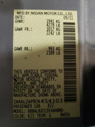 Photo 10 from auction – 2012 NISSAN ALTIMA BAS with VIN 1N4AL2AP9CN454103