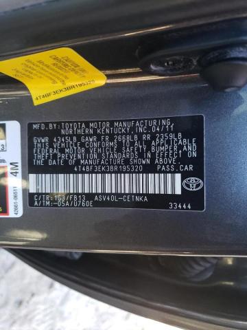 Photo 10 from auction – 2011 TOYOTA CAMRY BASE with VIN 4T4BF3EK3BR195320
