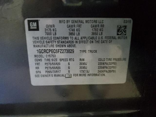 Foto 10 de la subasta – 2015 CHEVROLET SILVERADO con VIN 1GCRCPEC6FZ273829