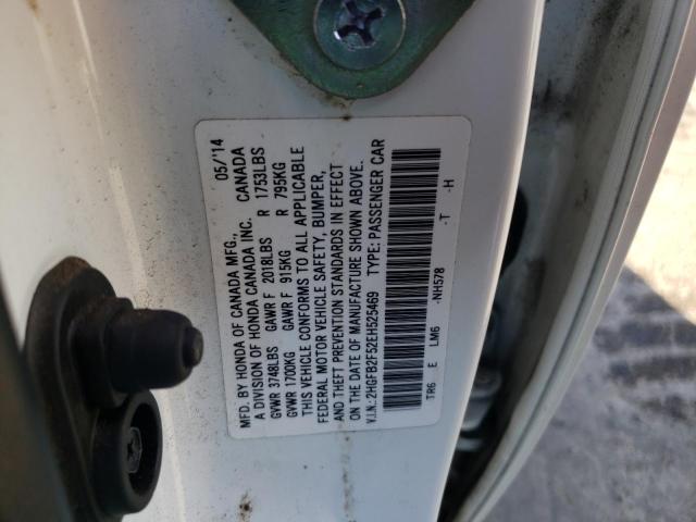Photo 10 from auction – 2014 HONDA CIVIC LX with VIN 2HGFB2F52EH525469