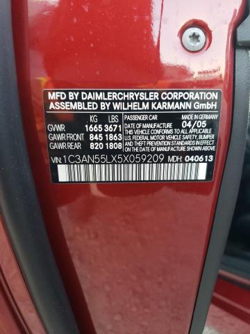 Photo 10 from auction – 2005 CHRYSLER CROSSFIRE with VIN 1C3AN55LX5X059209