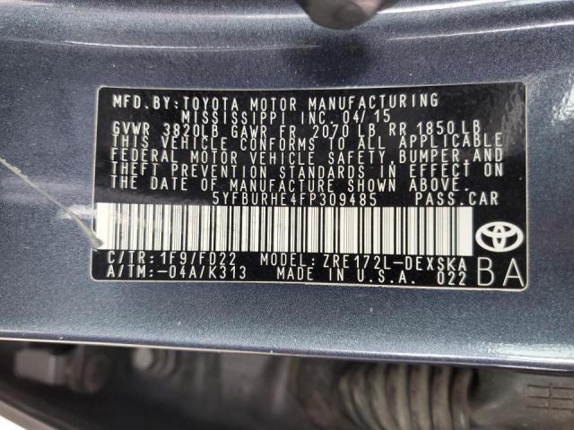 Photo 10 from auction – 2015 TOYOTA COROLLA L with VIN 5YFBURHE4FP309485
