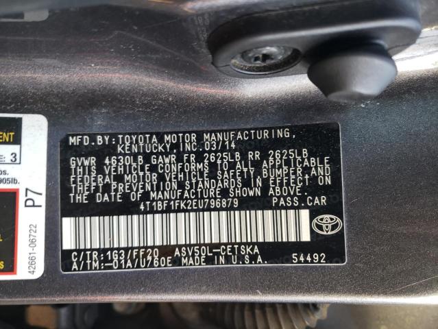 Photo 10 from auction – 2014 TOYOTA CAMRY L with VIN 4T1BF1FK2EU796879