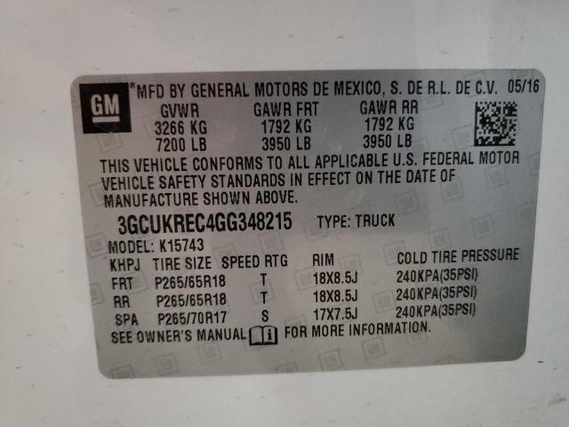 Photo 10 from auction – 2016 CHEVROLET SILVERADO with VIN 3GCUKREC4GG348215