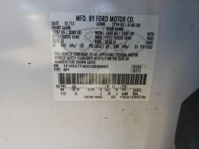 Photo 10 from auction – 2013 FORD EXPLORER L with VIN 1FM5K7F80DGB96892