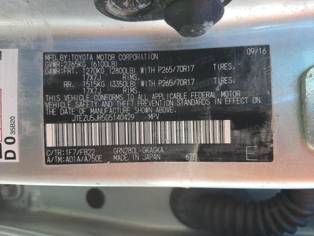 Photo 10 from auction – 2016 TOYOTA 4RUNNER SR with VIN JTEZU5JR5G5140429