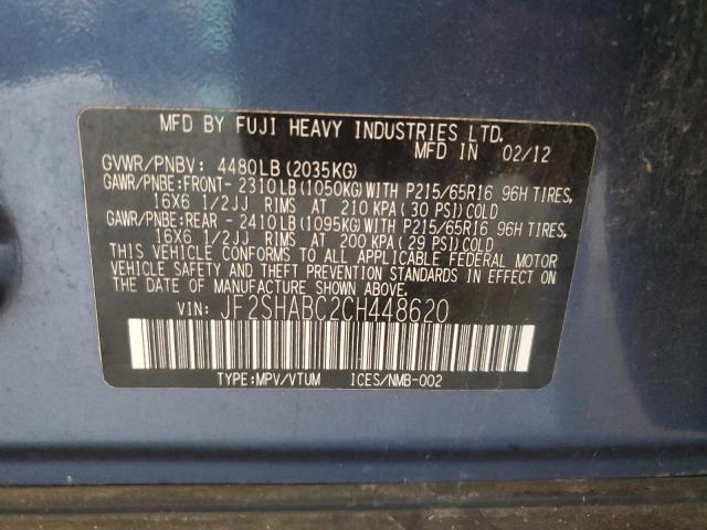 Photo 10 from auction – 2012 SUBARU FORESTER 2 with VIN JF2SHABC2CH448620