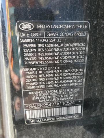 Photo 10 from auction – 2007 LAND ROVER RANGE ROVE with VIN SALSK25427A110524