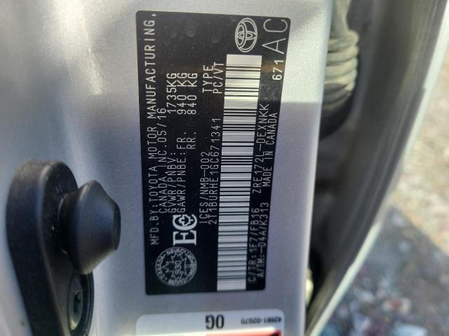 Photo 10 from auction – 2016 TOYOTA COROLLA L with VIN 2T1BURHE1GC671341