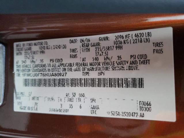 Photo 10 from auction – 2017 FORD ESCAPE S with VIN 1FMCU0F76HUA80927