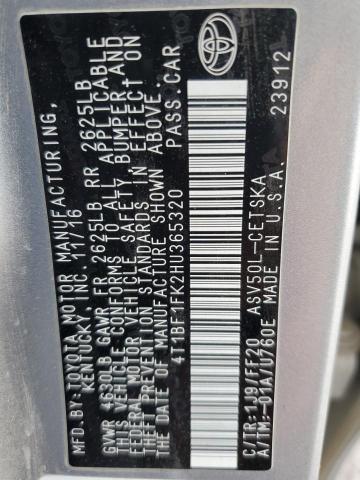 Photo 10 from auction – 2017 TOYOTA CAMRY LE with VIN 4T1BF1FK2HU365320