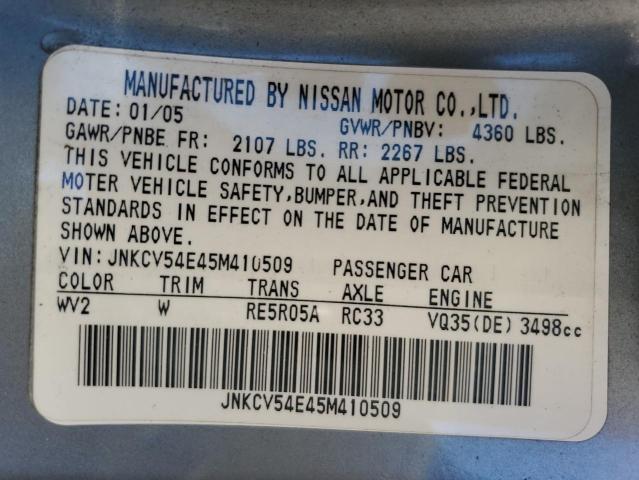 Photo 10 from auction – 2005 INFINITI G35 with VIN JNKCV54E45M410509