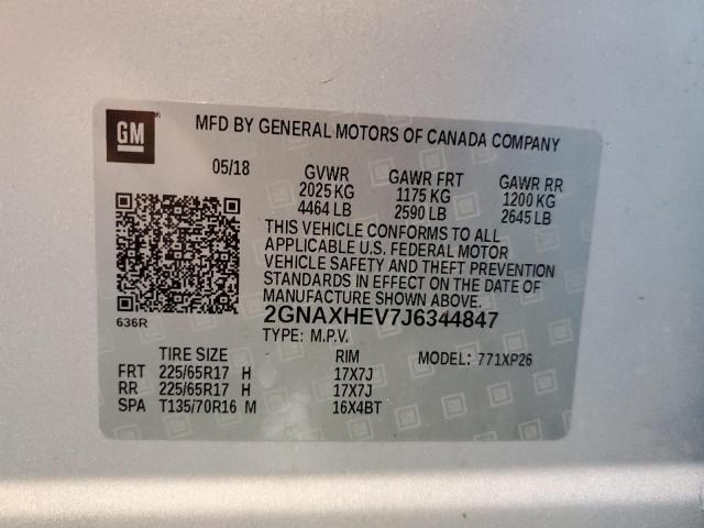 Photo 10 from auction – 2018 CHEVROLET EQUINOX LS with VIN 2GNAXHEV7J6344847