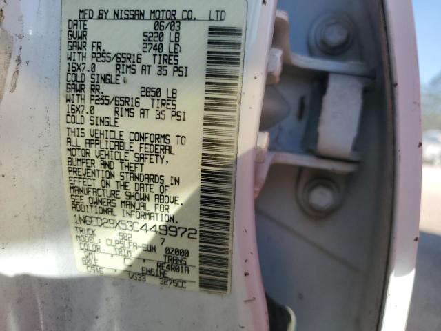Photo 10 from auction – 2003 NISSAN FRONTIER C with VIN 1N6ED29X53C449972