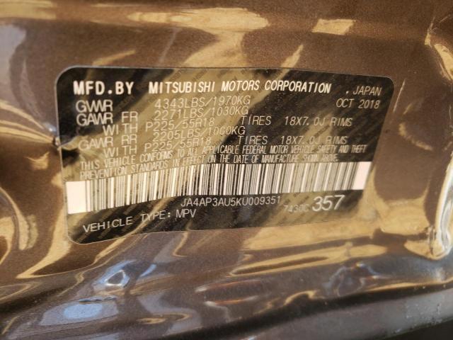 Photo 10 from auction – 2019 MITSUBISHI OUTLANDER with VIN JA4AP3AU5KU009351