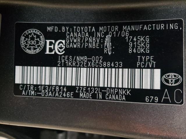 Photo 10 from auction – 2006 TOYOTA COROLLA MA with VIN 2T1KR32EX6C588433