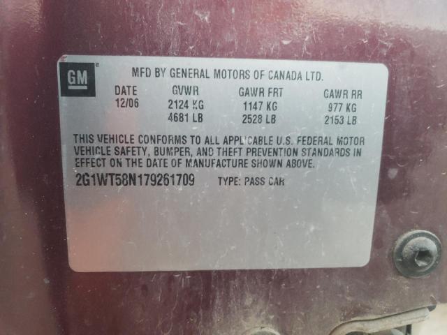 Photo 10 from auction – 2007 CHEVROLET IMPALA LT with VIN 2G1WT58N179261709