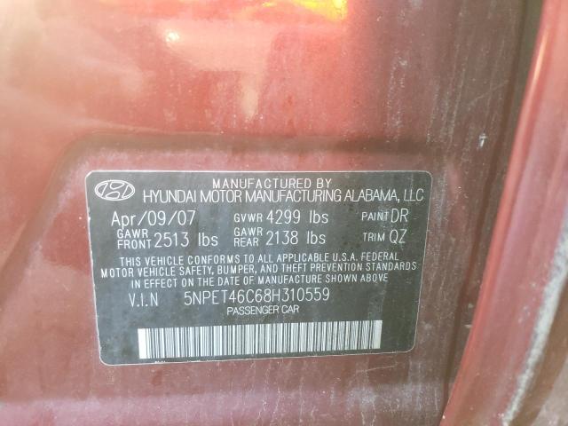 Photo 10 from auction – 2008 HYUNDAI SONATA GLS with VIN 5NPET46C68H310559