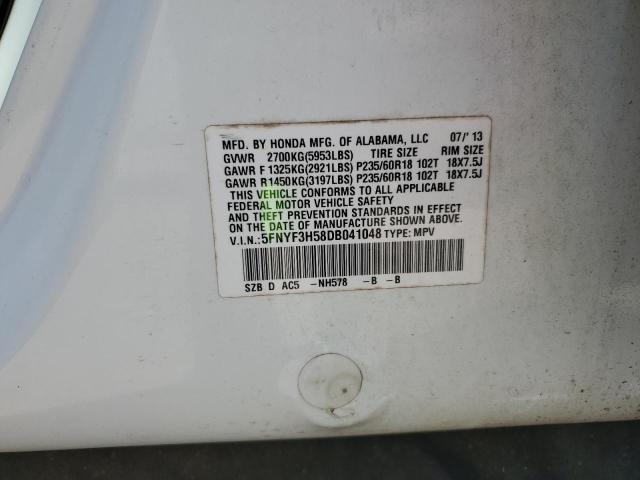 Photo 10 from auction – 2013 HONDA PILOT EXL with VIN 5FNYF3H58DB041048