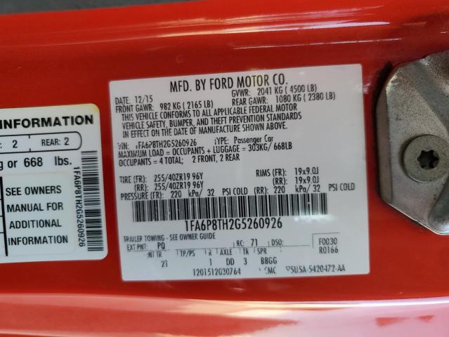Photo 10 from auction – 2016 FORD MUSTANG with VIN 1FA6P8TH2G5260926