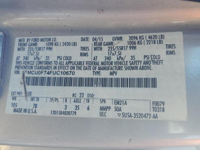 Photo 10 from auction – 2015 FORD ESCAPE S with VIN 1FMCU0F74FUC10670