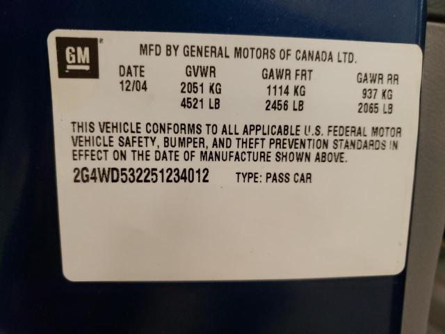 Photo 10 from auction – 2005 BUICK LACROSSE C with VIN 2G4WD532251234012