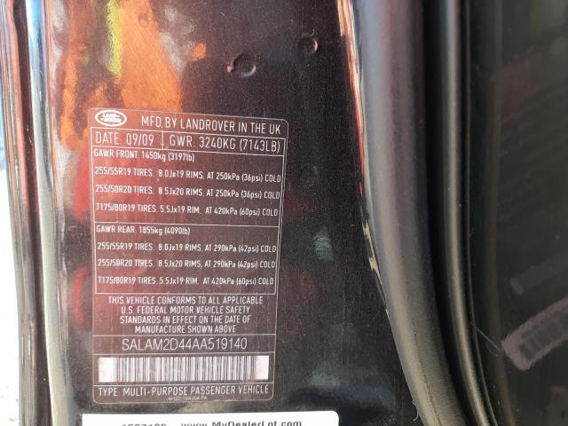 Photo 10 from auction – 2010 LAND ROVER LR4 HSE PL with VIN SALAM2D44AA519140