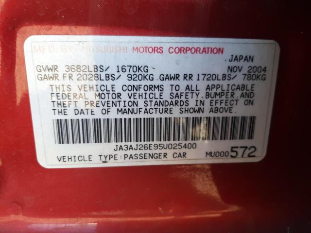 Photo 10 from auction – 2005 MITSUBISHI LANCER ES with VIN JA3AJ26E95U025400