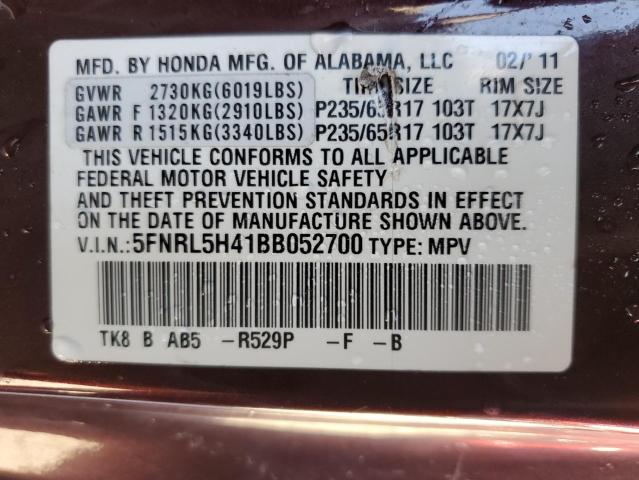 Photo 10 from auction – 2011 HONDA ODYSSEY EX with VIN 5FNRL5H41BB052700