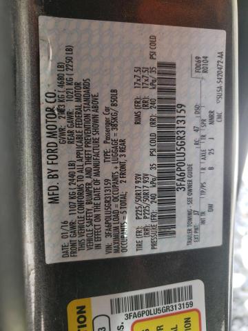Photo 10 from auction – 2016 FORD FUSION SE with VIN 3FA6P0LU5GR313159