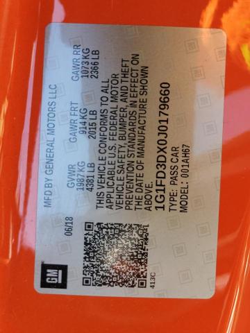 Photo 10 from auction – 2018 CHEVROLET CAMARO LT with VIN 1G1FD3DX0J0179660