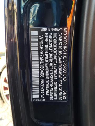 Photo 10 from auction – 2022 PORSCHE PANAMERA 4 with VIN WP0AB2A76NL130408
