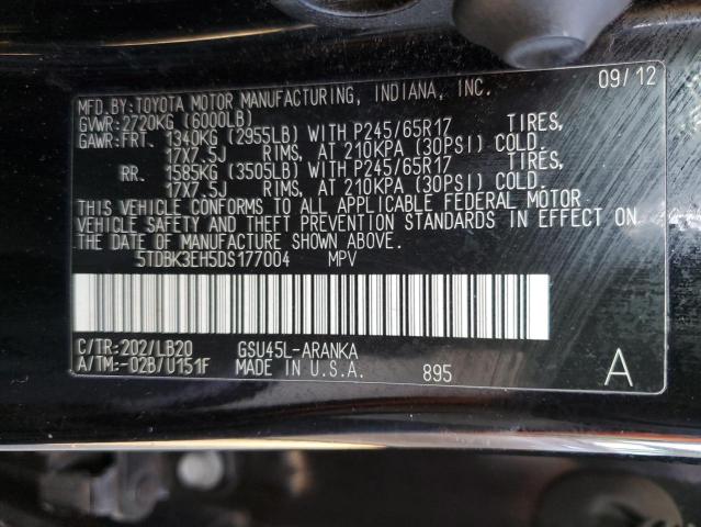 Photo 10 from auction – 2013 TOYOTA HIGHLANDER with VIN 5TDBK3EH5DS177004