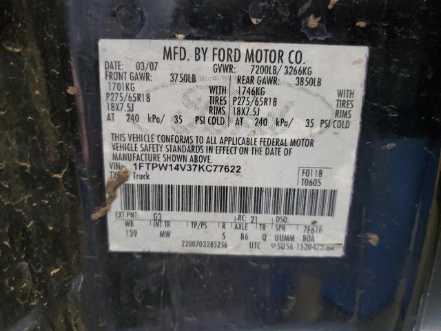 Photo 10 from auction – 2007 FORD F150 SUPER with VIN 1FTPW14V37KC77622