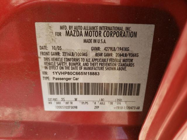 Photo 10 from auction – 2006 MAZDA 6 I with VIN 1YVHP80C665M18883