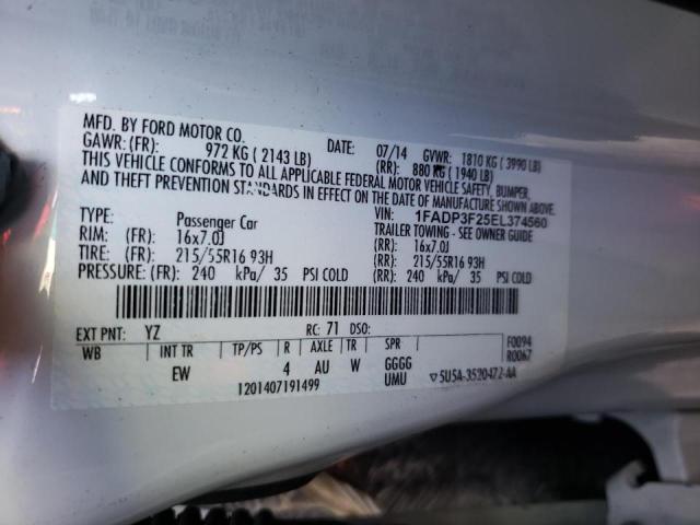 Photo 10 from auction – 2014 FORD FOCUS SE with VIN 1FADP3F25EL374560