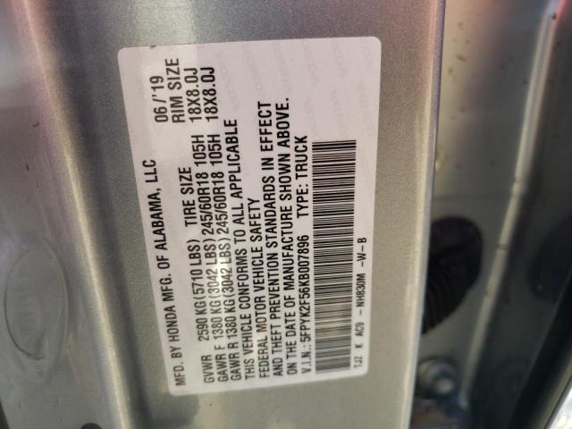 Photo 10 from auction – 2019 HONDA RIDGELINE with VIN 5FPYK2F56KB007896