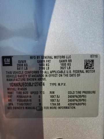 Photo 10 from auction – 2011 CHEVROLET TRAVERSE L with VIN 1GNKRJED3BJ127474
